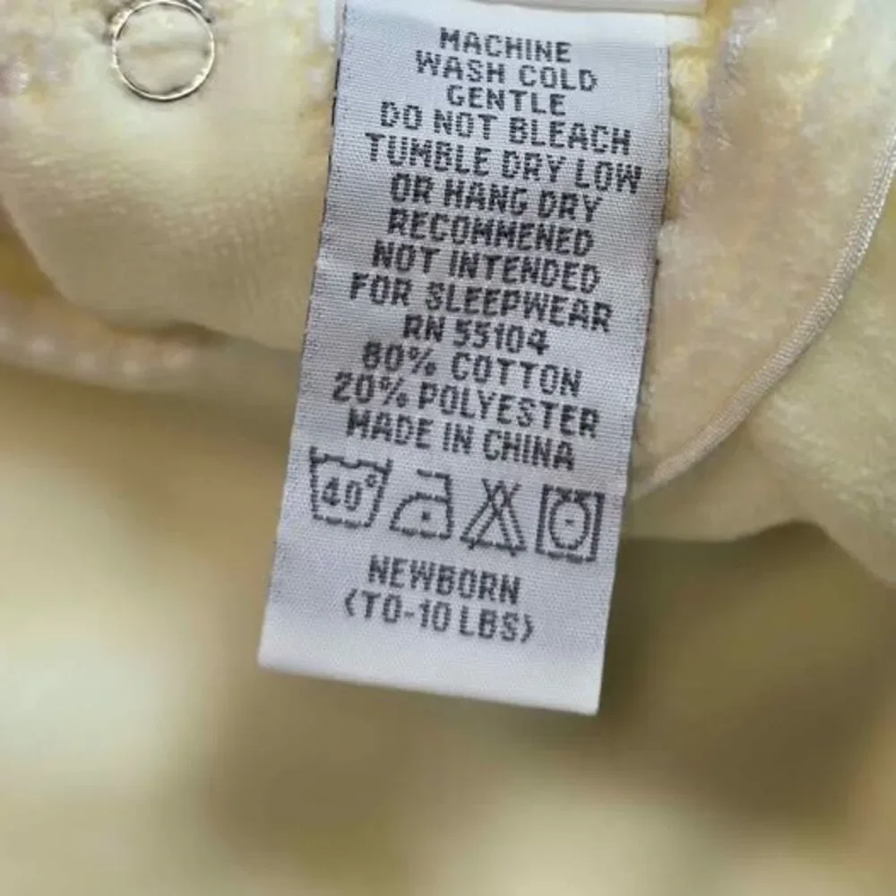 vintage baby sleep sack, gown Le Top brand Pastel yellow velour newborn animals